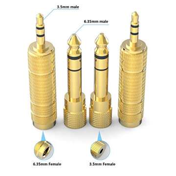 DIGITNOW Headphone Adapter 6.35mm (1/4 Inch) Male to 3.5mm (1/8 Inch) Female and 3.5 mm Male Plug to...