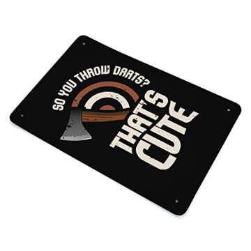 Funny Axe Throwing Metal Tin Sign for Home or Bar