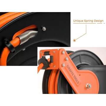 Giraffe Tools 50ft Retractable Air Hose Reel for Garage