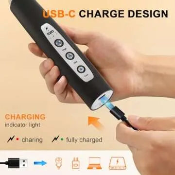 YUSWKO Black Handheld Milk Frother Wand with Stand for Coffee, Rechargeable Electric Whisk with 3 He...