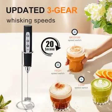YUSWKO Rechargeable Handheld Milk Frother for Coffee