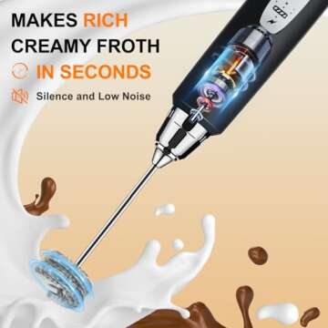 YUSWKO Rechargeable Handheld Milk Frother for Coffee
