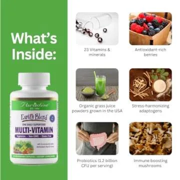 Paradise Herbs Earth's Blend Once Daily Multivitamin for Men, No Iron, 48 Organic Superfoods, Probiotics, and Vitamins A, B12, C, D, K2, 60 Count