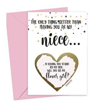 Will You Be My Flower Girl Scratch Off Card for Niece, Bridal Party Proposal Card from Aunt and Uncle, Bride and Groom (Niece Flower Girl)