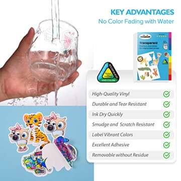 (100 Sheets) Semi Super Clear Sticker Paper for Inkjet Printer-Transparent-8.5 x 11-Printable Vinyl Sticker Paper for Circut-Printable Sticker Paper-Weatherproof-Adhesive-Clear Sheets-Clear Labels