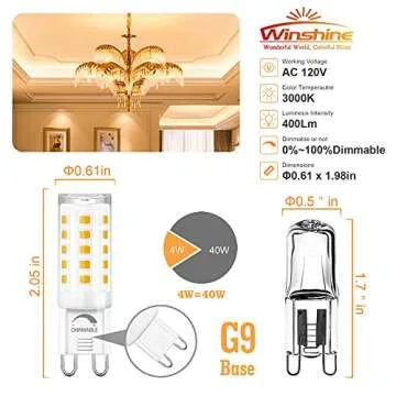 Winshine G9 Dimmable LED Bulb 3000K Warm White 4W Pack