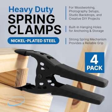 Heavy Duty 6-Inch Spring Clamp Set for Woodworking