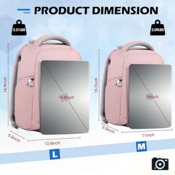 Lubardy Camera Bag Professional DSLR SLR Mirrorless Camera Backpack 15.6 Inch Waterproof Laptop Back...