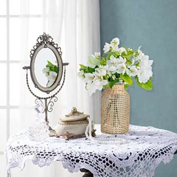 Straw Woven Glass Flower Vase,Cabilcok Hand Woven Wicker Cover Glass Flower Vase,Rustic Style Vase Glass Vase Artistic Vase Boho Style Country Vase for Flower Decor, Home Table Centerpiece