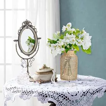 Straw Woven Glass Flower Vase,Cabilcok Hand Woven Wicker Cover Glass Flower Vase,Rustic Style Vase Glass Vase Artistic Vase Boho Style Country Vase for Flower Decor, Home Table Centerpiece