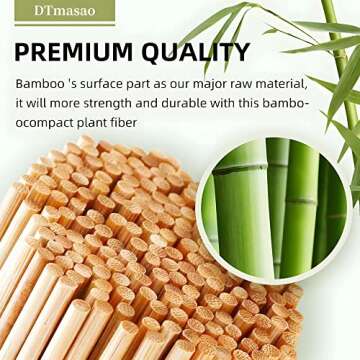 DTmasao 200PCS 6 inch Bamboo Skewers for wooden sticks， BBQ，Appetiser，Fruit，Cocktail，Kabob...