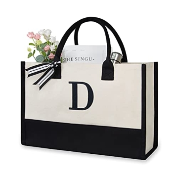 TOPDesign Personalized Initial Canvas Tote Bag - Stylish, Durable, and Versatile