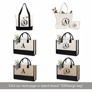 Personalized Initial Canvas Tote Bag for Women, Great Gift