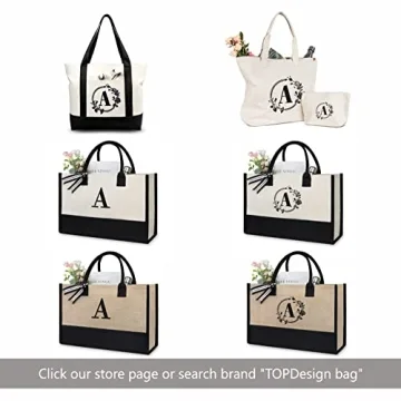Personalized Initial Canvas Tote Bag for Women, Great Gift