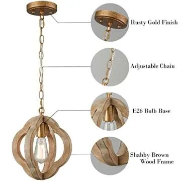 Farmhouse Wood Pendant Lights for Kitchen and Dining