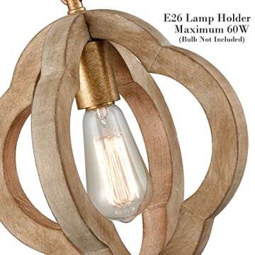 Farmhouse Wood Pendant Lights for Kitchen and Dining