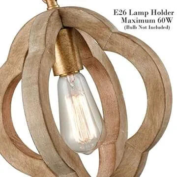 Farmhouse Wood Pendant Lights for Kitchen and Dining