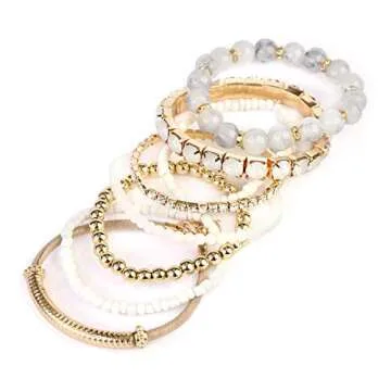 Multi Color Stretch Beaded Stackable Bracelets for Women