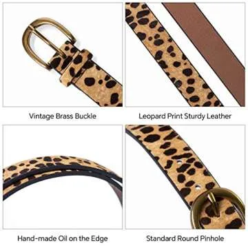 JIEDE Womens Leopard Print Belt Animal Print Belt for Women Leather Waist Belt Zebra Belts for Jeans/dress(Leopard Width-28mm, XS - Fits Waist 27''-31'')