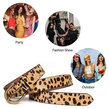 JIEDE Womens Leopard Print Belt Animal Print Belt for Women Leather Waist Belt Zebra Belts for Jeans/dress(Leopard Width-28mm, XS - Fits Waist 27''-31'')