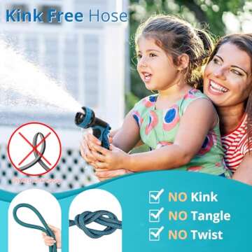 Lightweight 50 ft Garden Hose with 10 Spray Patterns