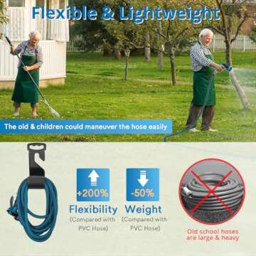 Lightweight 50 ft Garden Hose with 10 Spray Patterns