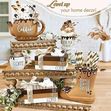 Felt Creative Home Goods Wooden Riser [Set of 3] Premium Farmhouse Risers | Beaded Wood Risers for D...