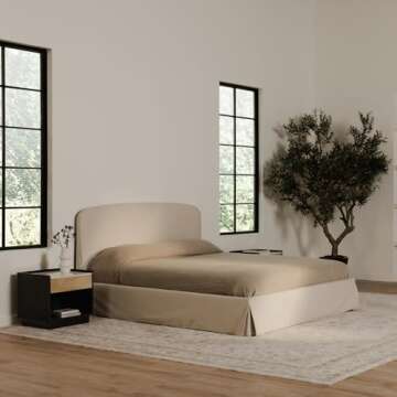 Moe's Home Collection Joan Fabric Queen Storage Bed with Removable Slipcover