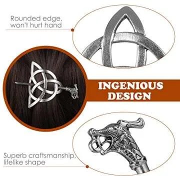 Viking Knot Hair Clips Retro Silver Hairpin Vintage Metal Hair Barrette Viking Jewelry Hair Stick Minimalist Hair Accessories for Women