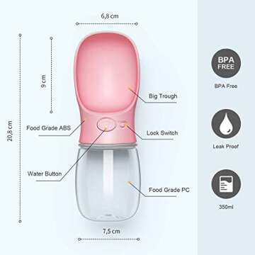 DEYACE Dog Water Bottle, Leak Proof Portable Pet Water Bottles for Dogs, Puppy Water Dispenser with ...