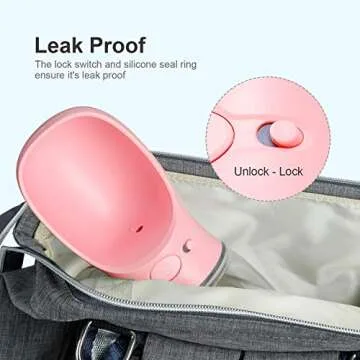 DEYACE Dog Water Bottle, Leak Proof Portable Pet Water Bottles for Dogs, Puppy Water Dispenser with Drinking Feeder for Travel (Pink 12oz)