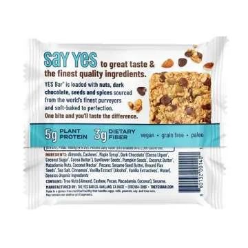 YES Bar – Dark Chocolate Chip Plant Based Protein Snack Bar