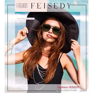 FEISEDY Retro Square Aviator Sunglasses Women Men 70s Vintage Trendy Plastic Frame Sun Glasses B2835