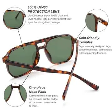 FEISEDY Retro Square Aviator Sunglasses for Trendsetters