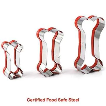 3-Piece Dog Bone Cookie Cutters Set for Pet Treats