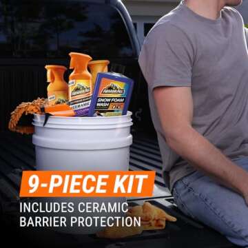 Armor All Ultimate Car Detailing Kit, Includes Car Wash, Glass Cleaner, Tire Cleaner, Microfiber Accessories (9 Piece Kit)