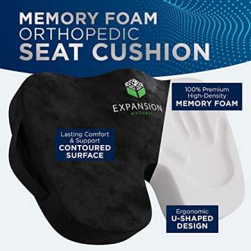 Expansion Wellness Seat Cushion - Ergonomic Memory Foam Sitting Pillow for Pain Relief