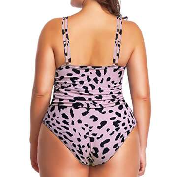 W YOU DI AN Women's Swimsuits Plus Size One Piece Tummy Control Ruched Full Lined Swimsuit Front Cross Backless Bathing Suit