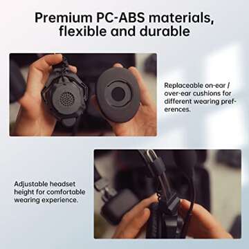 Hollyland Solidcom C1 Full-Duplex 2 Users Wireless Headset Intercom System 1100ft Single Ear Headset Headphone Microphone with 4 Batteries & Replaceable Earpads