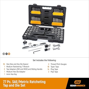 GEARWRENCH 77 Piece Ratcheting Tap and Die Set SAE Metric