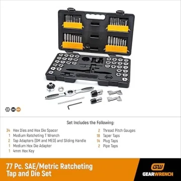GEARWRENCH 77 Piece Ratcheting Tap and Die Set SAE Metric