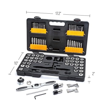 GEARWRENCH 77 Piece Ratcheting Tap and Die Set SAE Metric