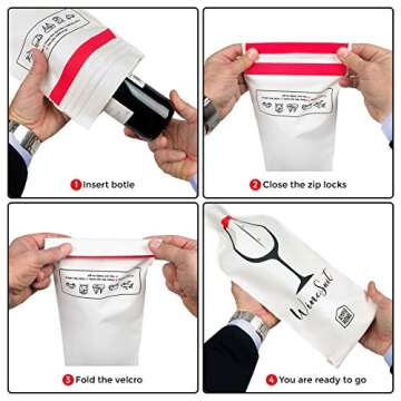 6 PACK Wine Bottle Protector Travel Bag | Reusable Wine Sleeve Bag | Pack in Luggage & Suitcase | Protective Inner Skin & Tough Leak Proof | Wine Accessory Gift