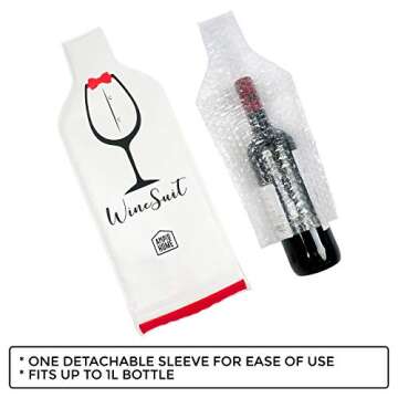 6 PACK Wine Bottle Protector Travel Bag | Reusable Wine Sleeve Bag | Pack in Luggage & Suitcase | Protective Inner Skin & Tough Leak Proof | Wine Accessory Gift