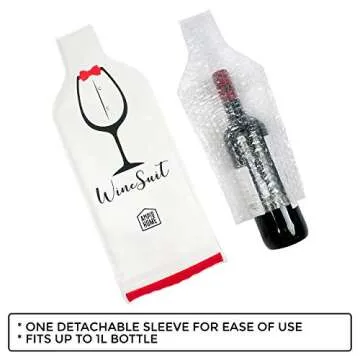 6 PACK Wine Bottle Protector Travel Bag | Reusable Wine Sleeve Bag | Pack in Luggage & Suitcase | Protective Inner Skin & Tough Leak Proof | Wine Accessory Gift