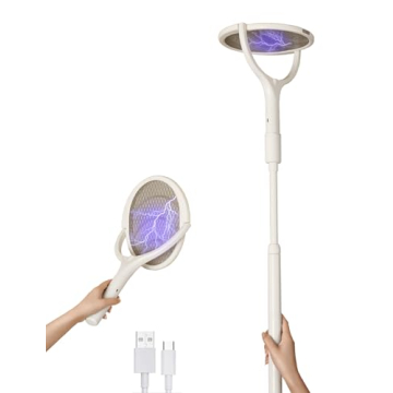 Rotating Head Rechargeable Fly Swatter Electric Fly Swatter Racket Bug Zapper Racket Indoor Bug Zapp...