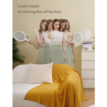 Rotating Head Rechargeable Fly Swatter Electric Fly Swatter Racket Bug Zapper Racket Indoor Bug Zapper Indoor Fly Zapper Repellent Fruit Fly Trap Mosquito Zapper, with a Telescopic Extension