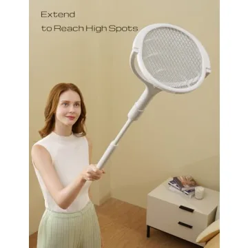 Rotating Head Rechargeable Fly Swatter Electric Fly Swatter Racket Bug Zapper Racket Indoor Bug Zapper Indoor Fly Zapper Repellent Fruit Fly Trap Mosquito Zapper, with a Telescopic Extension