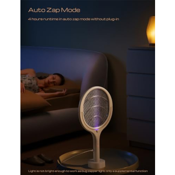 Rotating Head Rechargeable Fly Swatter Electric Fly Swatter Racket Bug Zapper Racket Indoor Bug Zapper Indoor Fly Zapper Repellent Fruit Fly Trap Mosquito Zapper, with a Telescopic Extension