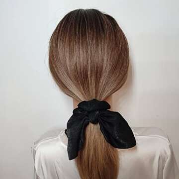 6 Pcs Silk Hair Accessories - Scrunchies, Bands, Bows, Ropes, Elastics, Bracelets, Ponytail Holders ...